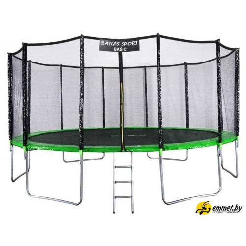 Батут Atlas Sport 490 см - 16ft Basic (с лестницей, внешняя сетка, зеленый)