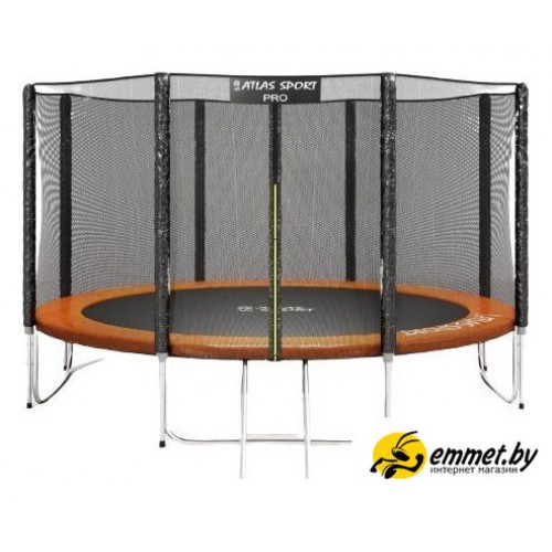 Батут Atlas Sport 435 см - 14ft Pro (усиленные опоры, внешняя сетка, оранжевый)