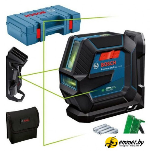 Лазерный нивелир Bosch GLL 2-15 G Professional 0601063W02 (LB 10 + DK 10, кейс)