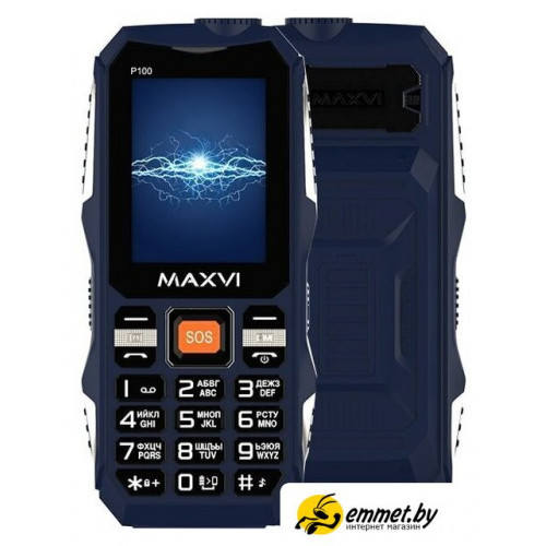 Кнопочный телефон Maxvi P100 (синий)