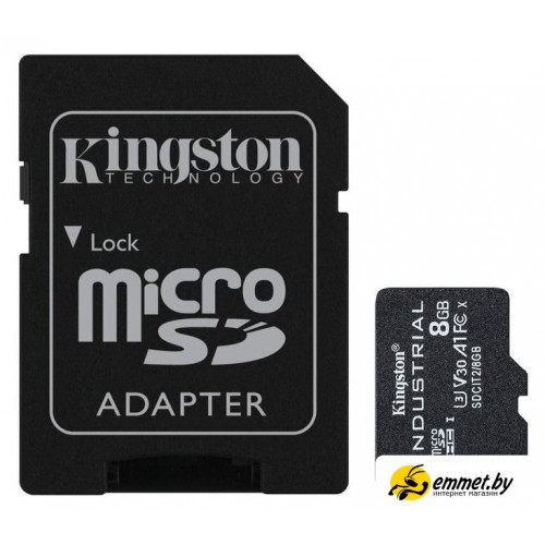 Карта памяти Kingston Industrial microSDHC 8GB SDCIT2/8GB (с адаптером)