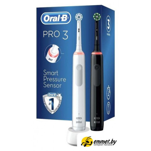 Комплект зубных щеток Oral-B Pro 3 3900 Duo Cross Action + Sensi White D505.523.3H