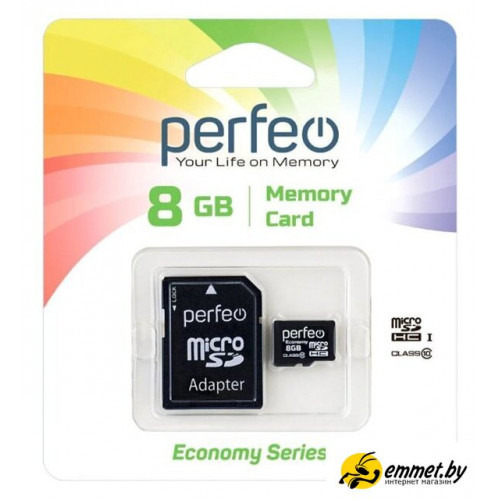Карта памяти Perfeo microSDHC PF8GMCSH10AES 8GB (с адаптером)