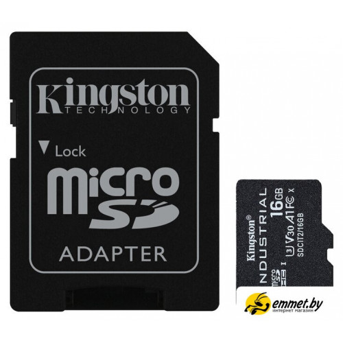 Карта памяти Kingston Industrial microSDHC 16GB SDCIT2/16GB (с адаптером)