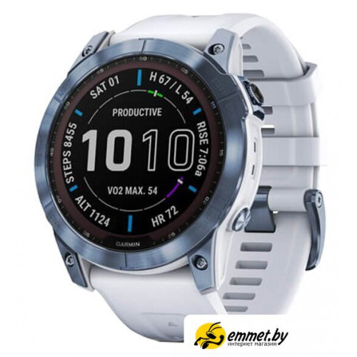 Умные часы Garmin Fenix 7X Sapphire Solar (голубой минерал/белый камень)