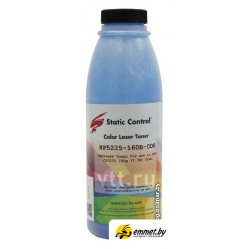 Тонер Static Control для HP CLJ CP5225 (Odyssey) (циан) 160 г