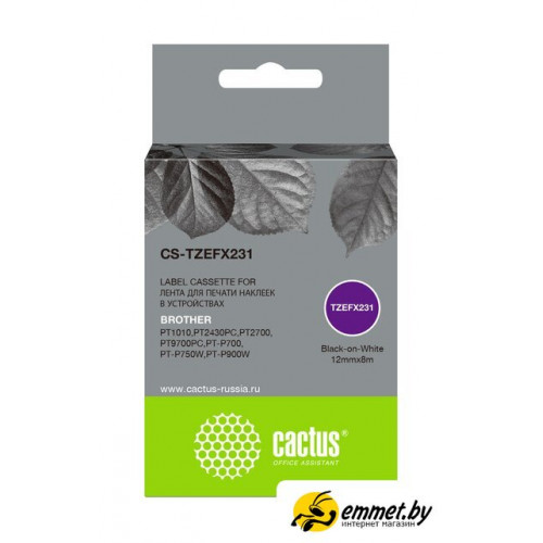 Картридж CACTUS CS-TZEFX231 (аналог Brother TZe-FX231)
