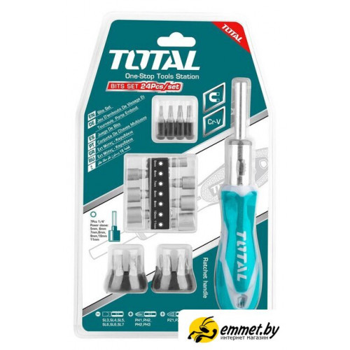 Набор отвертка с битами и головками Total TACSD30246 (24 предмета)