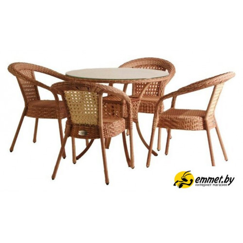 Садовая обеденная группа Aiko Rattan Deco 7035П круглый (бежевый)