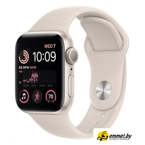 Умные часы Apple Watch SE 2 40 мм (алюминиевый корпус, звездный свет/звездный свет, спортивный силиконовый ремешок S/M)
