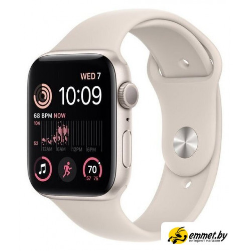 Умные часы Apple Watch SE 2 44 мм (алюминиевый корпус, звездный свет/звездный свет, спортивный силиконовый ремешок M/L)
