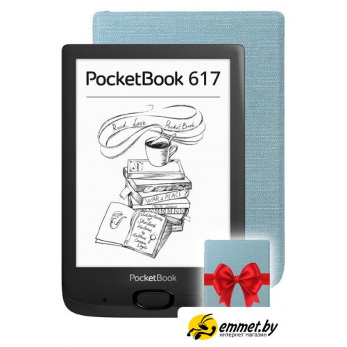 Электронная книга PocketBook 617 (черный) + Обложка Shell 6