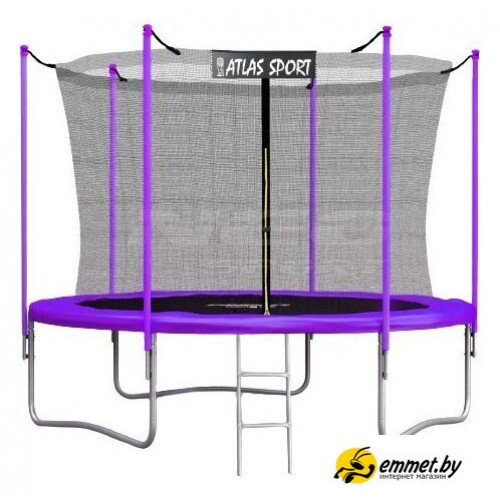Батут Atlas Sport 312 см - 10ft (с лестницей, внутренняя сетка, сливовый)