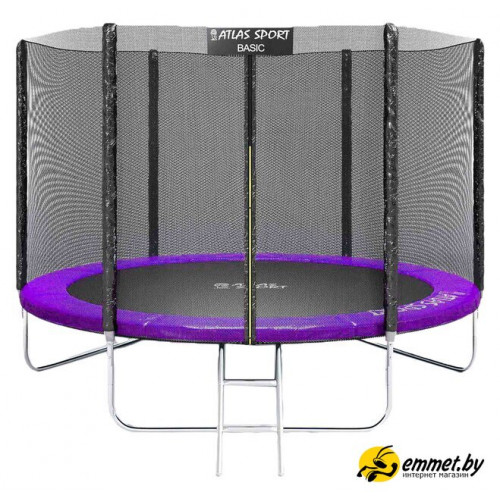 Батут Atlas Sport 312 см - 10ft Basic (с лестницей, внешняя сетка, сливовый)