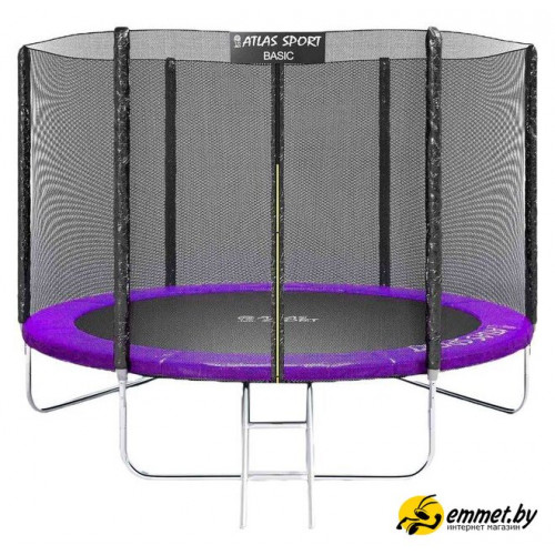 Батут Atlas Sport 252 см - 8ft Basic (с лестницей, внешняя сетка, сливовый)