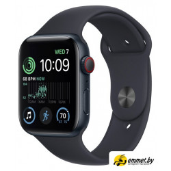 Умные часы Apple Watch SE 2 44 мм (алюминиевый корпус, полуночный/полуночный, спортивный силиконовый ремешок S/M)