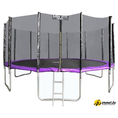 Батут Atlas Sport 490 см - 16ft Basic (с лестницей, внешняя сетка, сливовый)