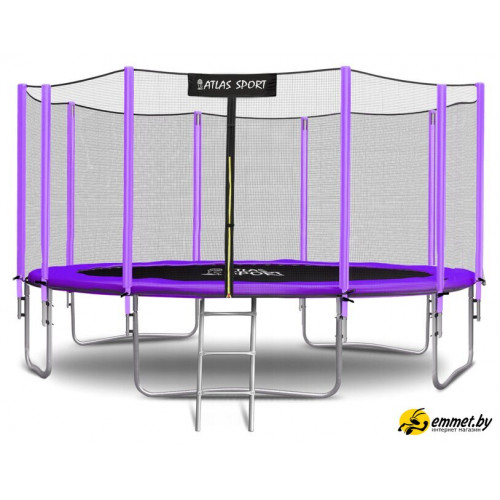 Батут Atlas Sport 465 см - 15ft Basic (с лестницей, внешняя сетка, сливовый)