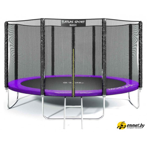 Батут Atlas Sport 374 см - 12ft Basic (с лестницей, внешняя сетка, сливовый)