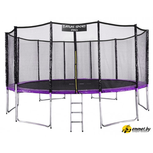Батут Atlas Sport 490 см - 16ft Pro (с лестницей, внешняя сетка, сливовый)