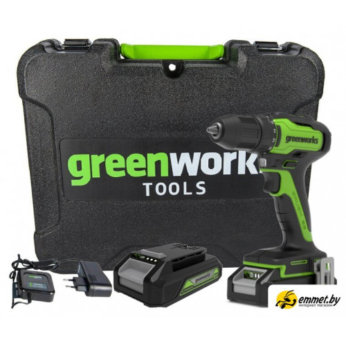 Дрель-шуруповерт Greenworks GD24DD35K2 3704007UA (с 1-м АКБ, кейс)