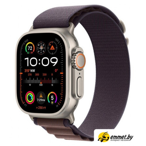 Умные часы Apple Watch Ultra 2 LTE 49 мм (титановый корпус, титановый/индиго, текстильный ремешок размера L)