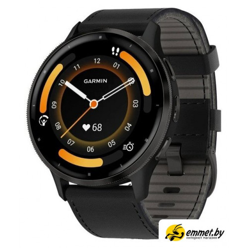 Умные часы Garmin Venu 3 (черный, с кожаным ремешком)