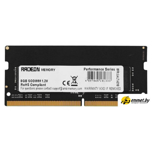 Оперативная память AMD Radeon R9 Gamer Series 32ГБ DDR4 SODIMM 3200МГц R9432G3206S2S-UO