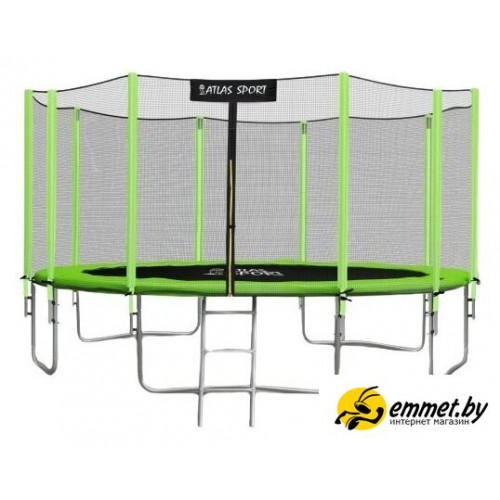Батут Atlas Sport 465 см - 15ft Basic (с лестницей, внешняя сетка, зеленый)