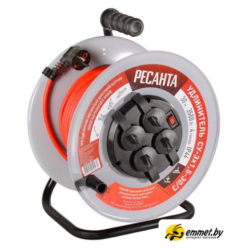 Удлинитель на катушке Ресанта СУ-3x1.5-30/3
