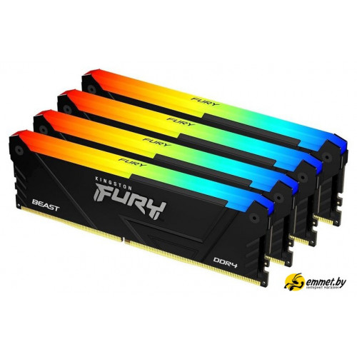 Оперативная память Kingston FURY Beast RGB 4x16ГБ DDR4 3200 МГц KF432C16BB12AK4/64