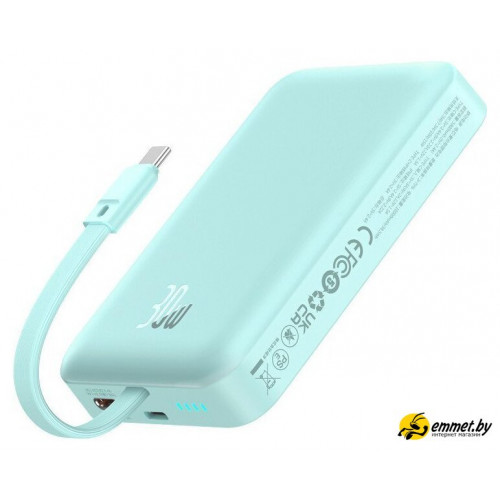 Внешний аккумулятор Baseus Magnetic Fast Charge Power Bank Type-C Edition 30W 10000mAh (мятный)