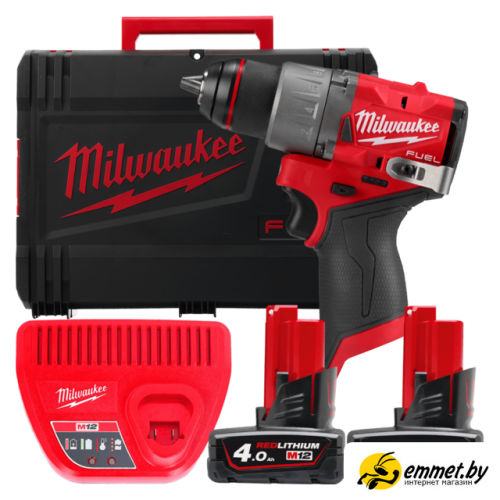 Дрель-шуруповерт Milwaukee M12 FUEL M12FDD2-402X 4933479874 (с 2-мя АКБ 4 Ач, кейс)