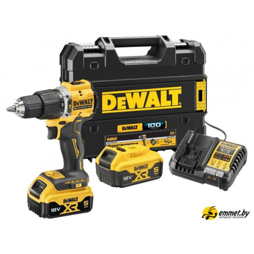 Ударная дрель-шуруповерт DeWalt DCD100YP2T (с 2-мя АКБ 5 Ач, кейс)