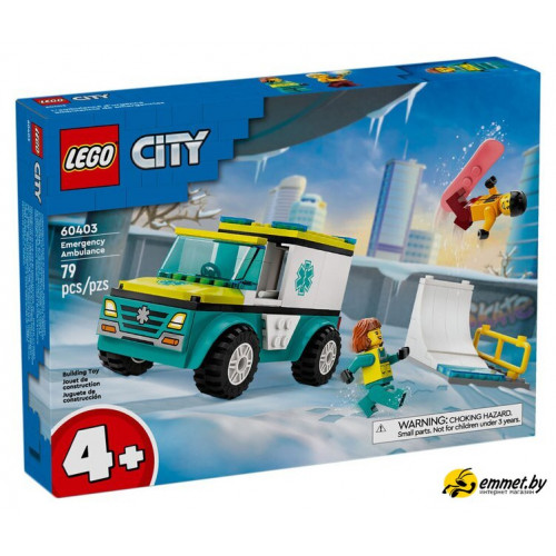 Конструктор LEGO City 60403 Скорая помощь и сноубордист
