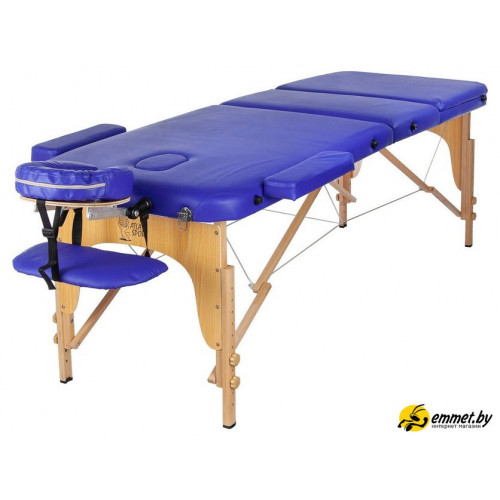 Массажный стол Atlas Sport 70 см складной 3-с деревянный (синий)
